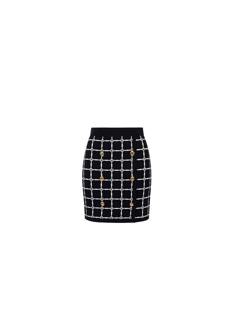 Gonna Elisabetta Franchi donna GK10B51E2 685 nero avorio doppiopetto ELISABETTA FRANCHI | Gonne | GK10B51E2685